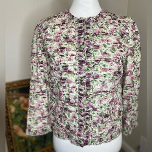 Dolce & Gabbana Silk Printed Rouged Floral Jacket Pink White sz 40